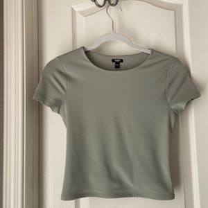 Express, Small, green, body contour, high compression, short sleeves cropped top